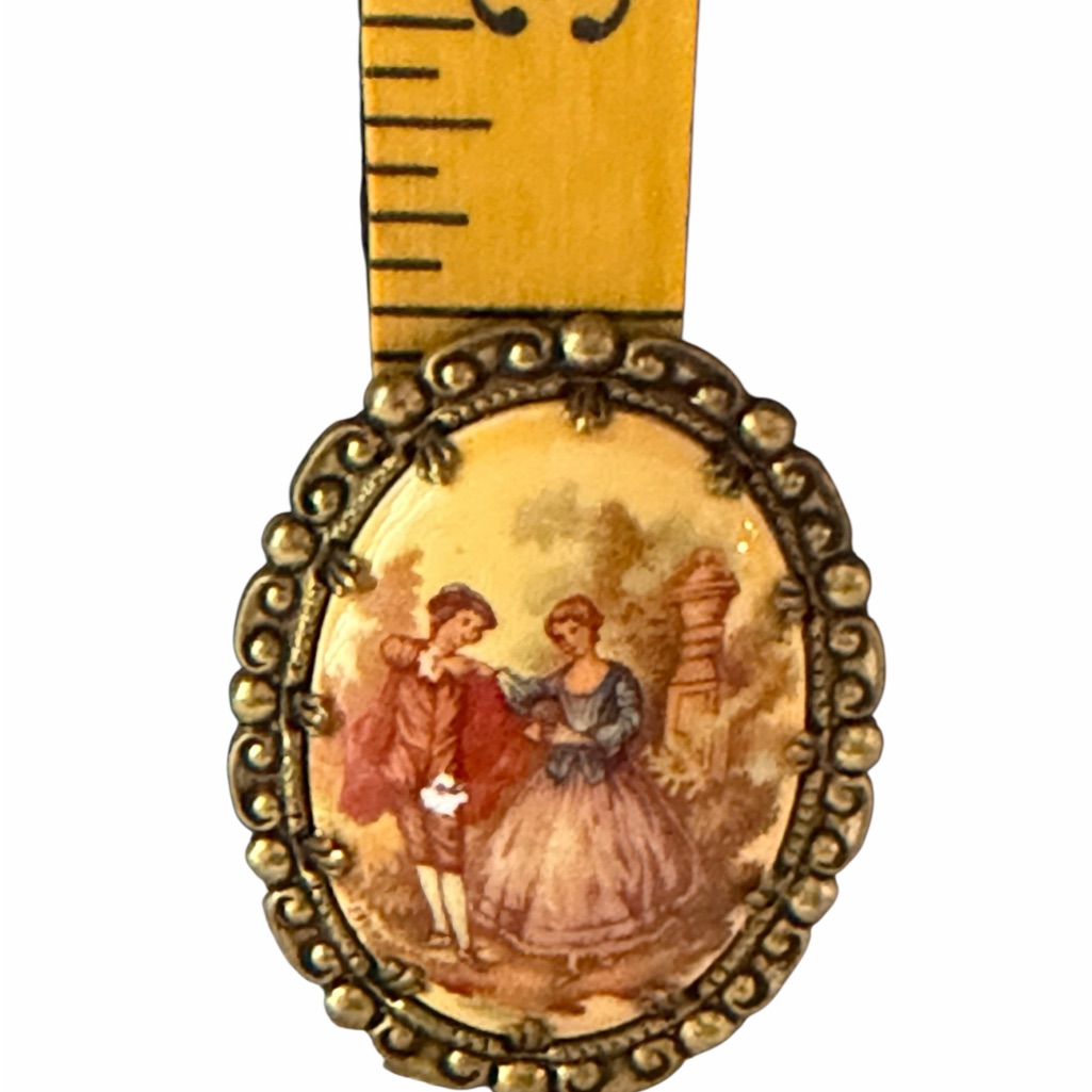 Vintage Cameo Brooch With Romantic Courting Scene Signed West Germany 2”